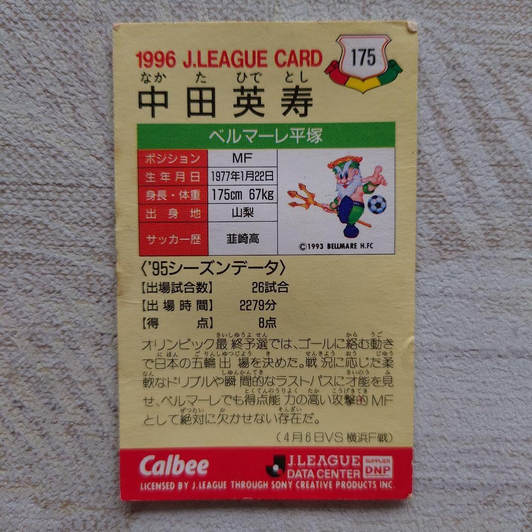 Amazon.co.jp: カルビー Jリーグカード 中田英寿 1996 ベルマーレ平塚